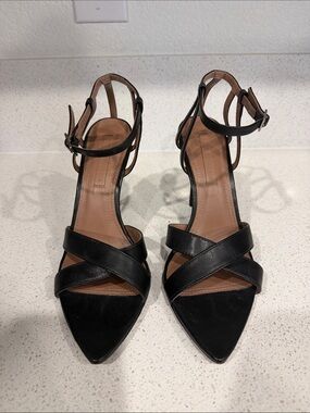 BCBGMaxAzria Black Strappy Pointed-Toe Stiletto Heels